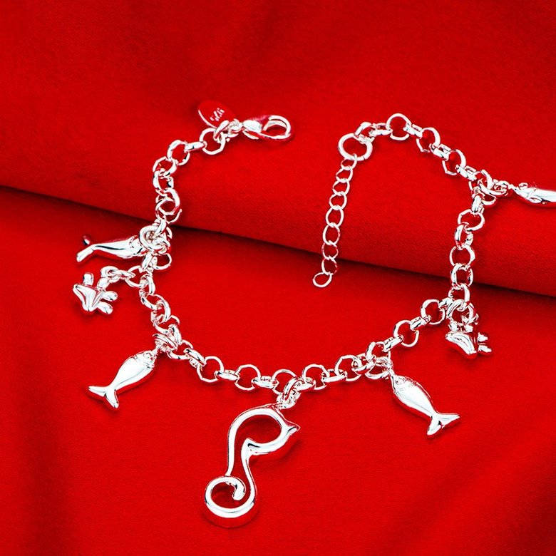 Wholesale Classic Silver Animal Cat Fish Bracelet TGSPB221 2