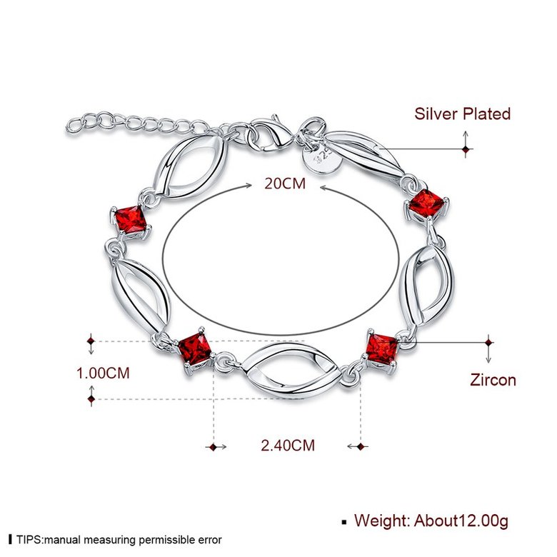 Wholesale Classic Silver Geometric Mouth Red CZ Bracelet TGSPB225 0