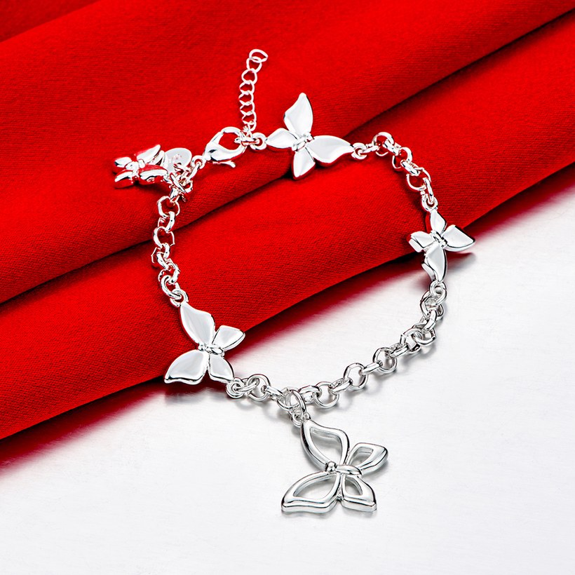 Wholesale Classic Silver Insect Butterfly Bracelet TGSPB239 1