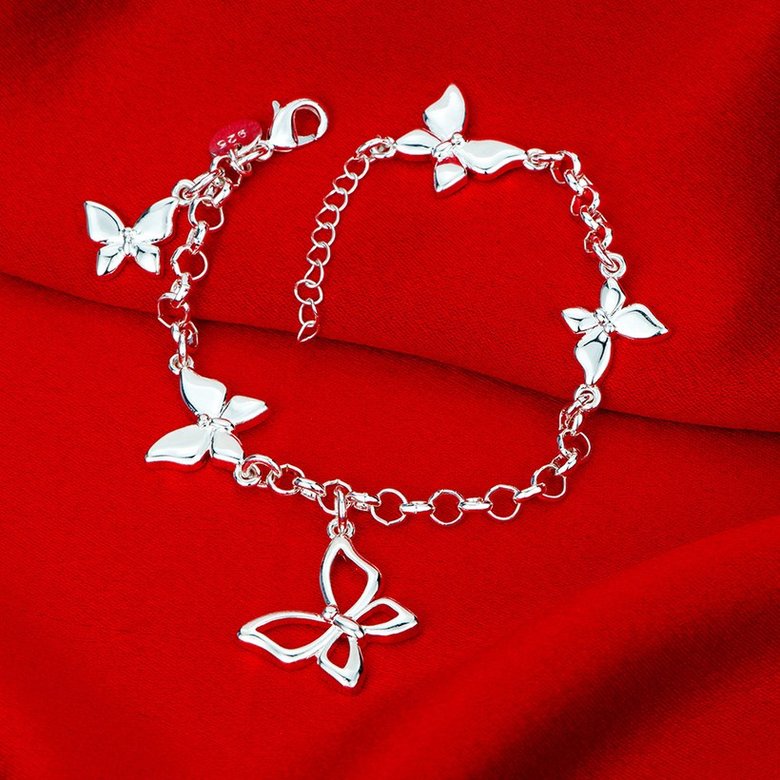 Wholesale Classic Silver Insect Butterfly Bracelet TGSPB239 2