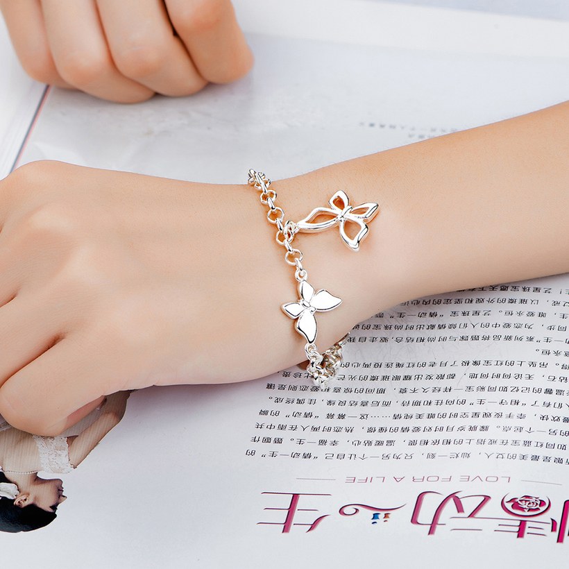 Wholesale Classic Silver Insect Butterfly Bracelet TGSPB239 3