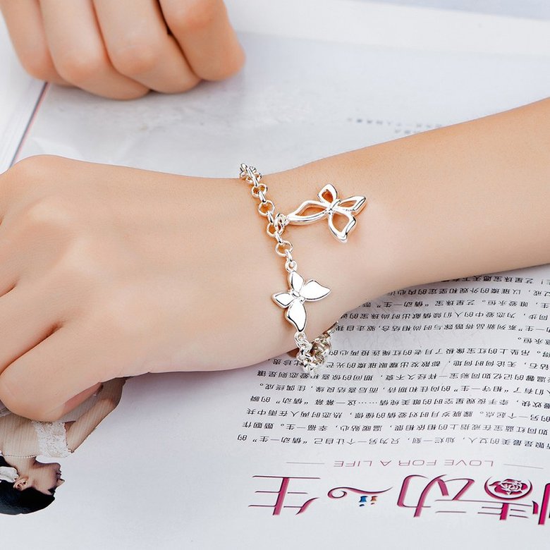 Wholesale Classic Silver Insect Butterfly Bracelet TGSPB239 3