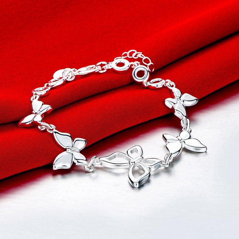 Wholesale Trendy Silver Plant Butterfly Bracelet TGSPB274 1