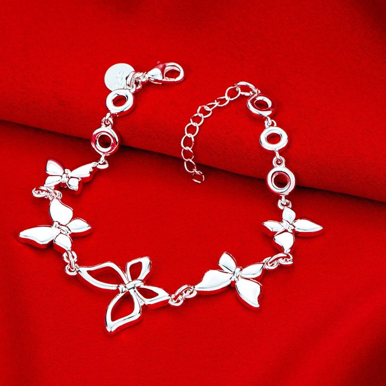 Wholesale Trendy Silver Plant Butterfly Bracelet TGSPB274 2