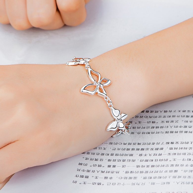 Wholesale Trendy Silver Plant Butterfly Bracelet TGSPB274 3