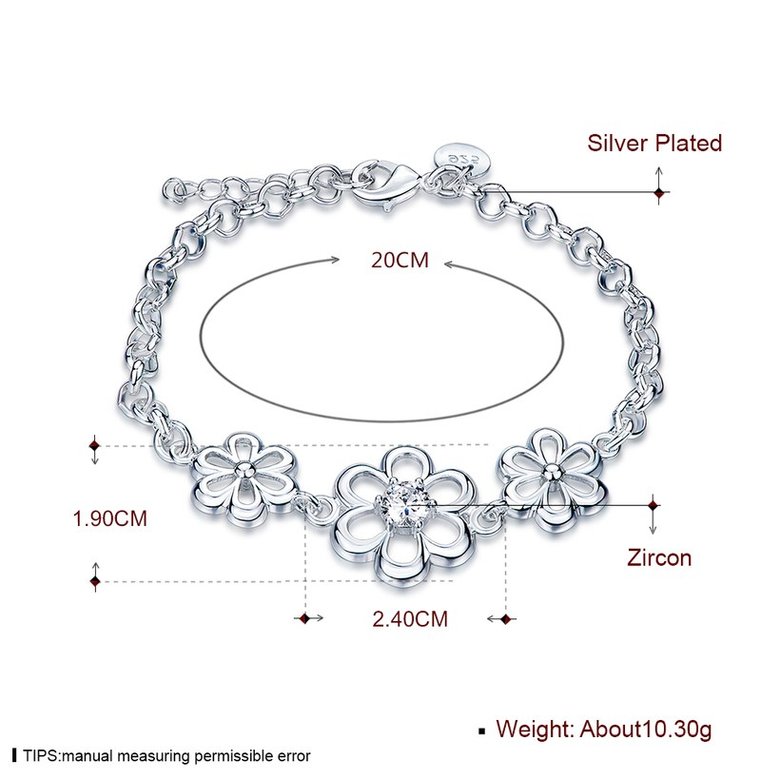 Wholesale Trendy Silver Plant White CZ Bracelet TGSPB277 0