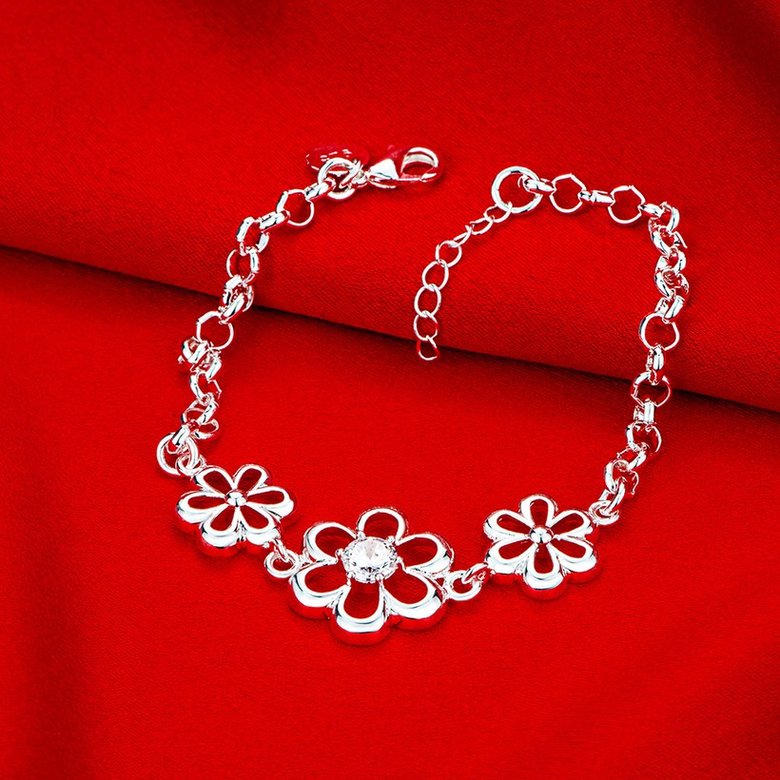 Wholesale Trendy Silver Plant White CZ Bracelet TGSPB277 2