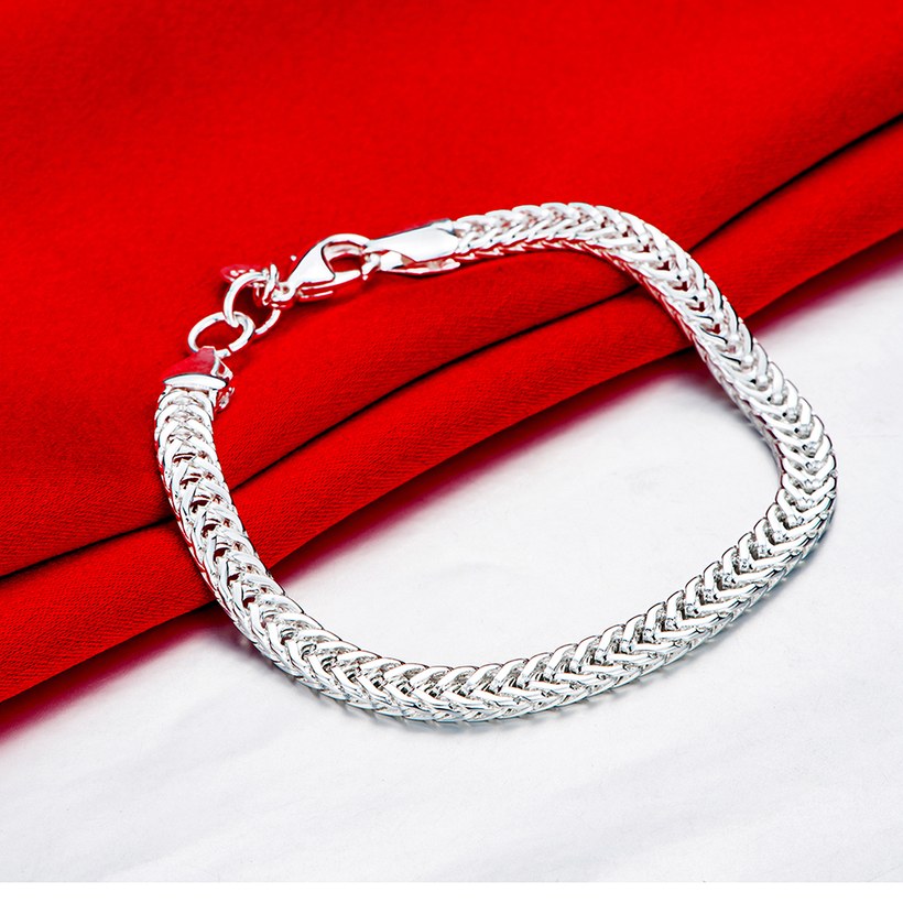 Wholesale Fashion Flat snake bone Silver Bracelet TGSPB291 1