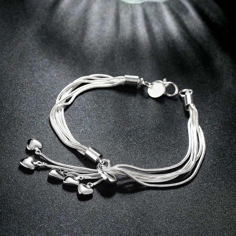 Wholesale Classic Silver Heart Bracelet TGSPB417 5