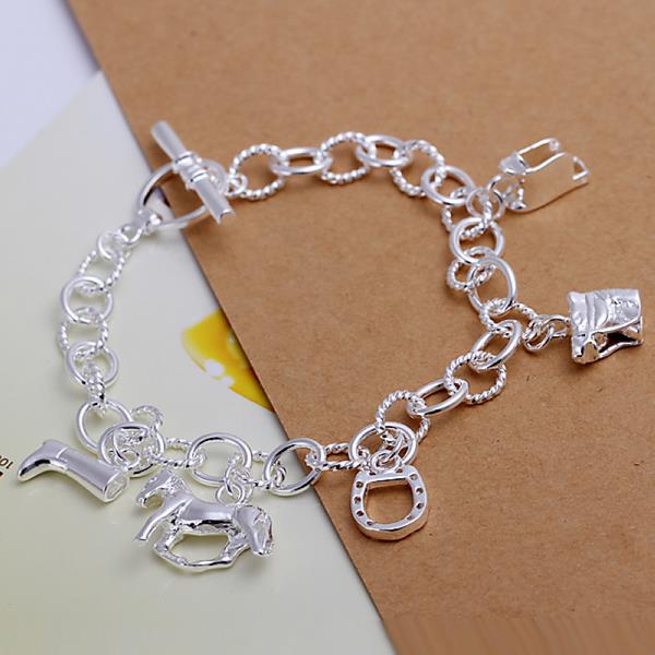 Wholesale Romantic Silver Heart Bracelet TGSPB427 0
