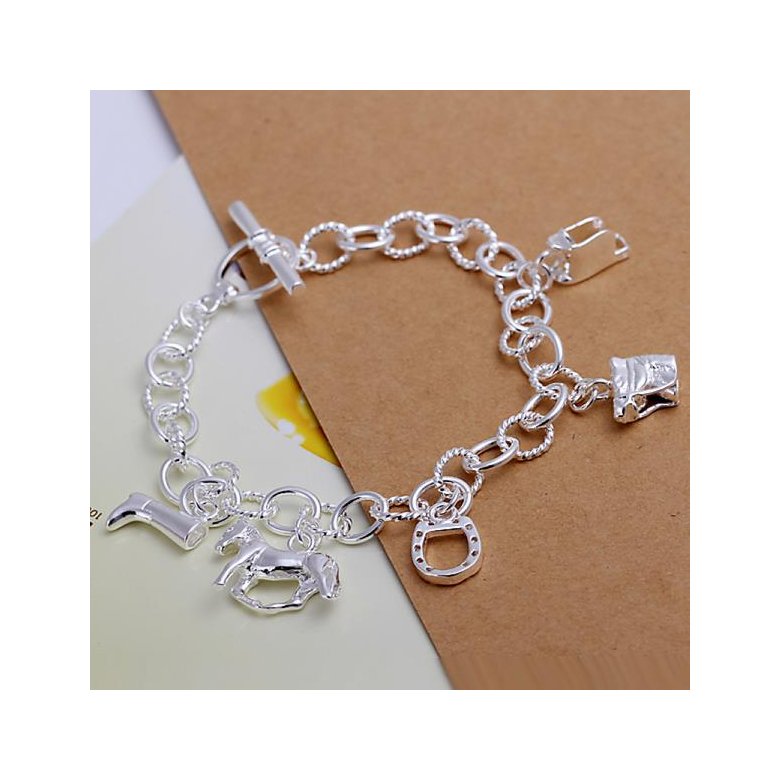 Wholesale Romantic Silver Heart Bracelet TGSPB427 0