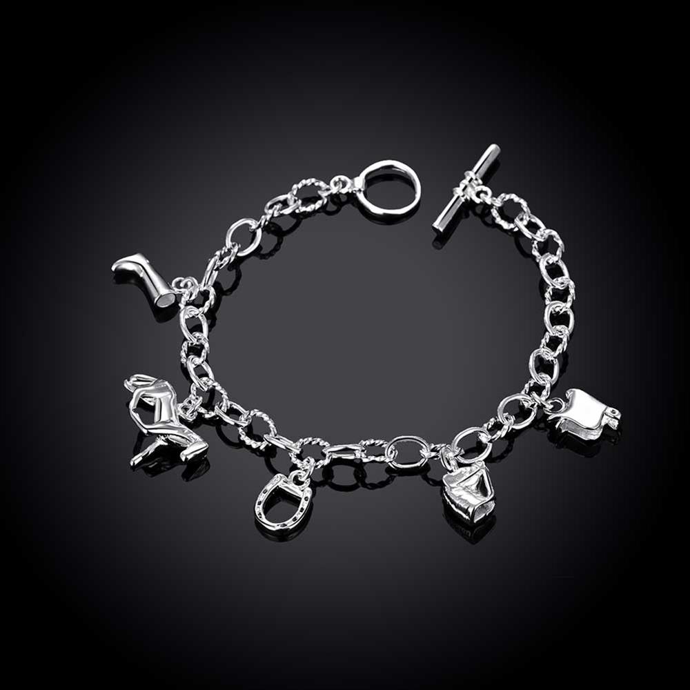 Wholesale Romantic Silver Heart Bracelet TGSPB427 2