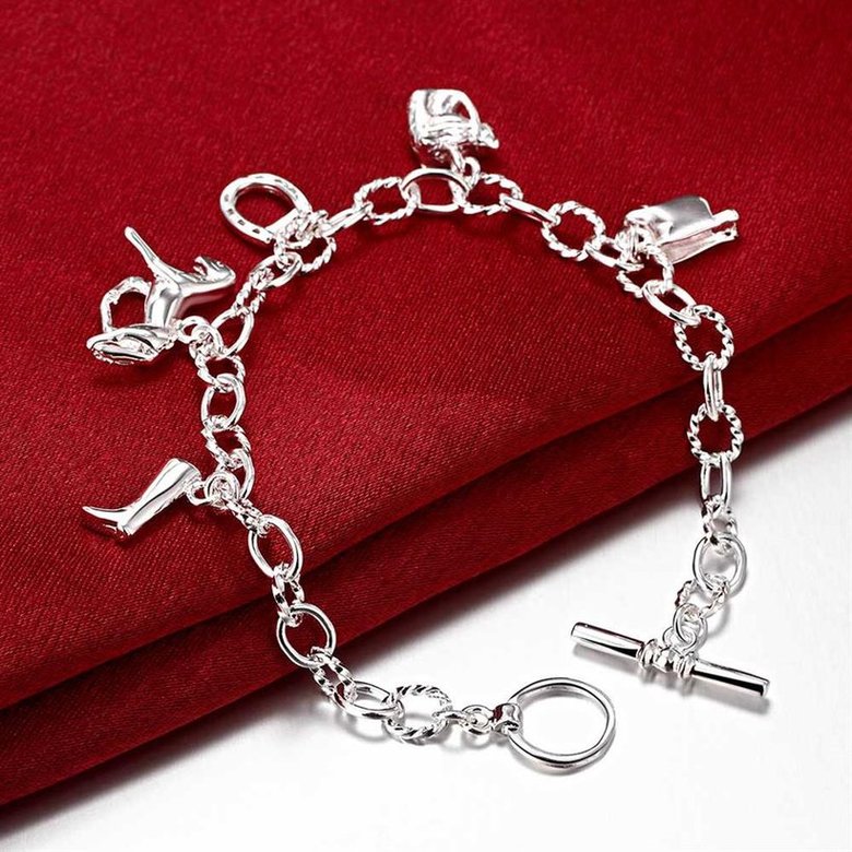 Wholesale Romantic Silver Heart Bracelet TGSPB427 3