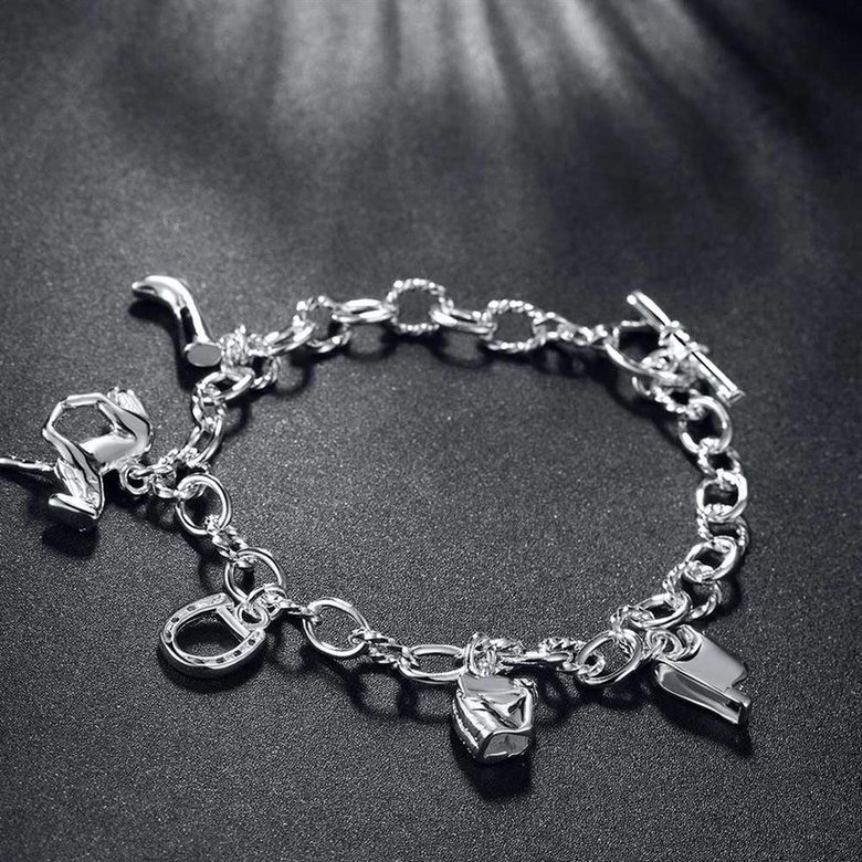 Wholesale Romantic Silver Heart Bracelet TGSPB427 4