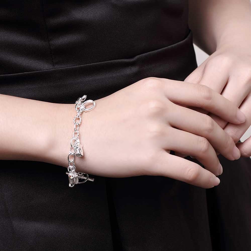 Wholesale Romantic Silver Heart Bracelet TGSPB427 5