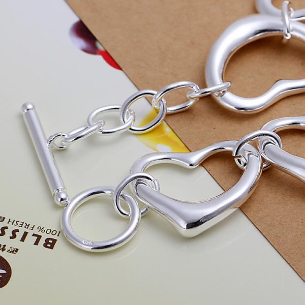 Wholesale Romantic Silver Heart Bracelet TGSPB062 1