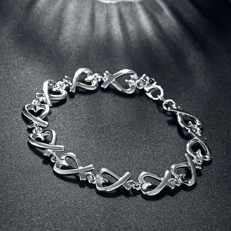 Wholesale Trendy Silver Heart Bracelet TGSPB126 4