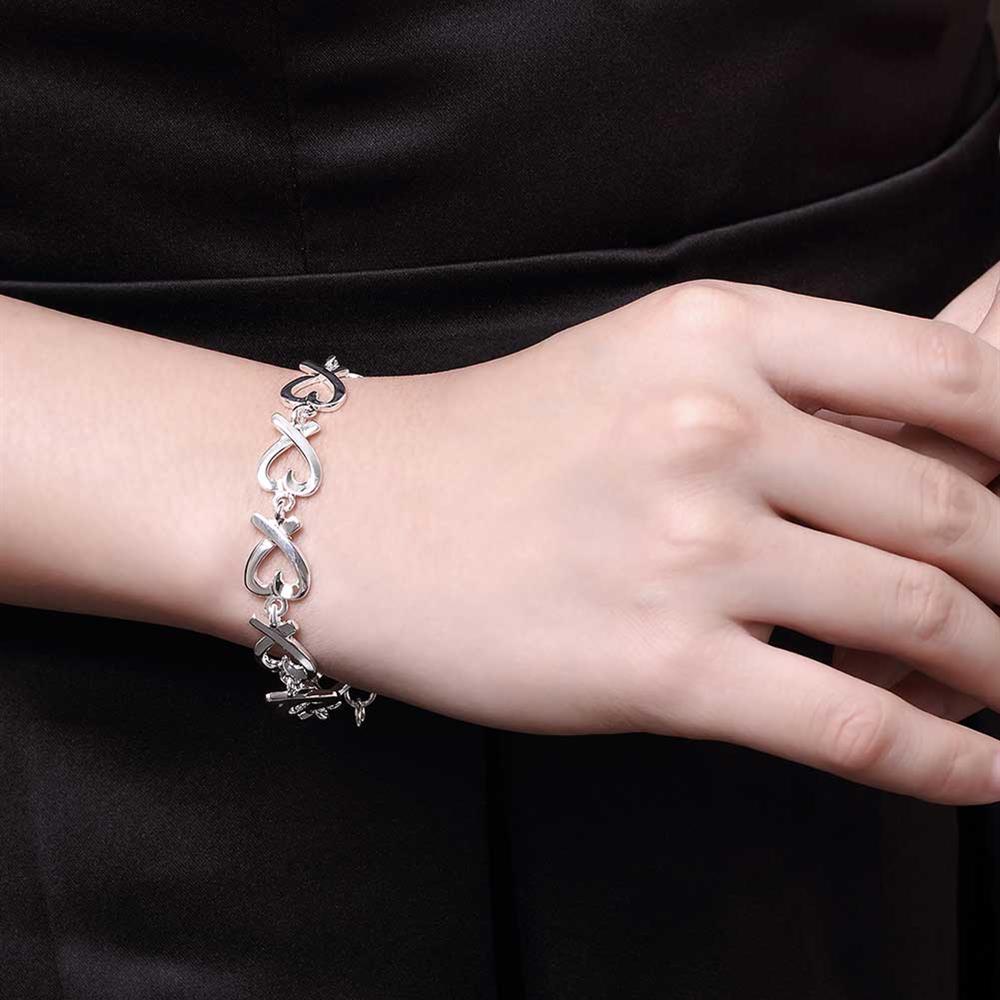 Wholesale Trendy Silver Heart Bracelet TGSPB126 5