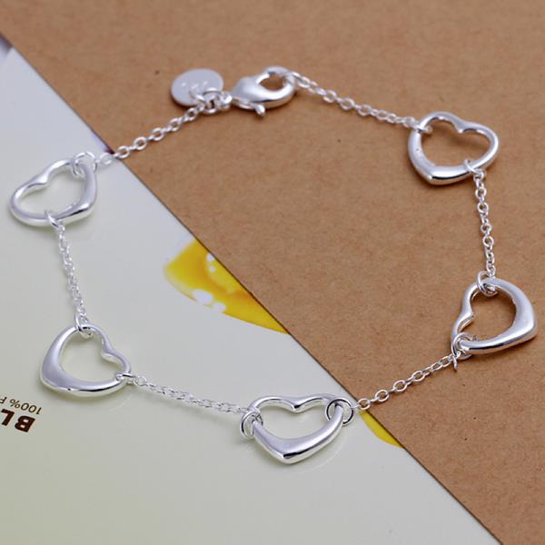 Wholesale Classic Silver Heart Bracelet TGSPB148 5