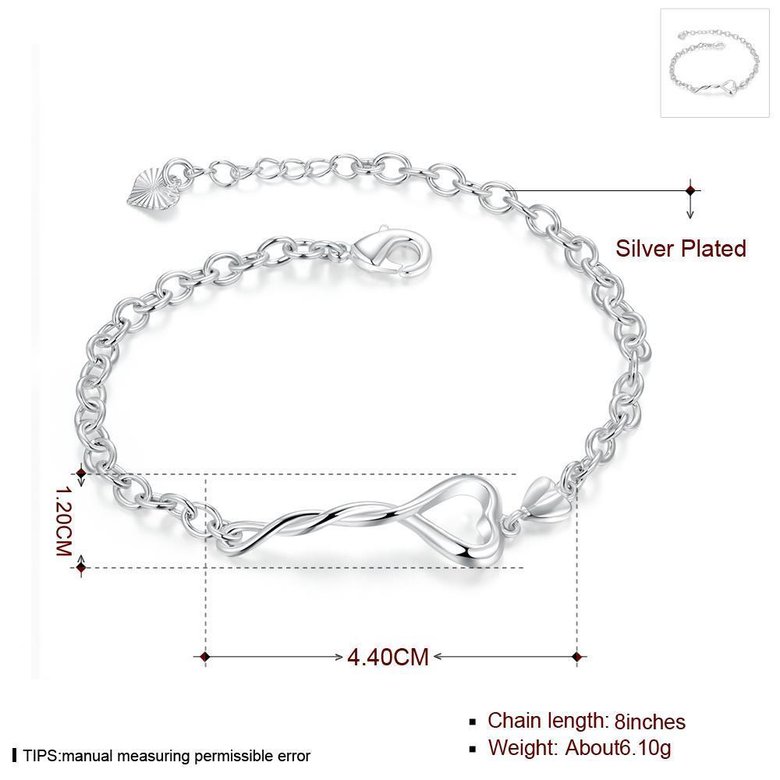 Wholesale Romantic Silver Heart Bracelet TGSPB151 0