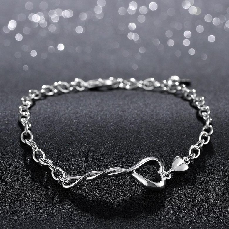 Wholesale Romantic Silver Heart Bracelet TGSPB151 2