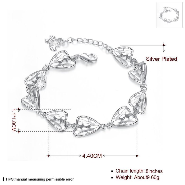 Wholesale Classic Silver Heart Bracelet TGSPB152 0