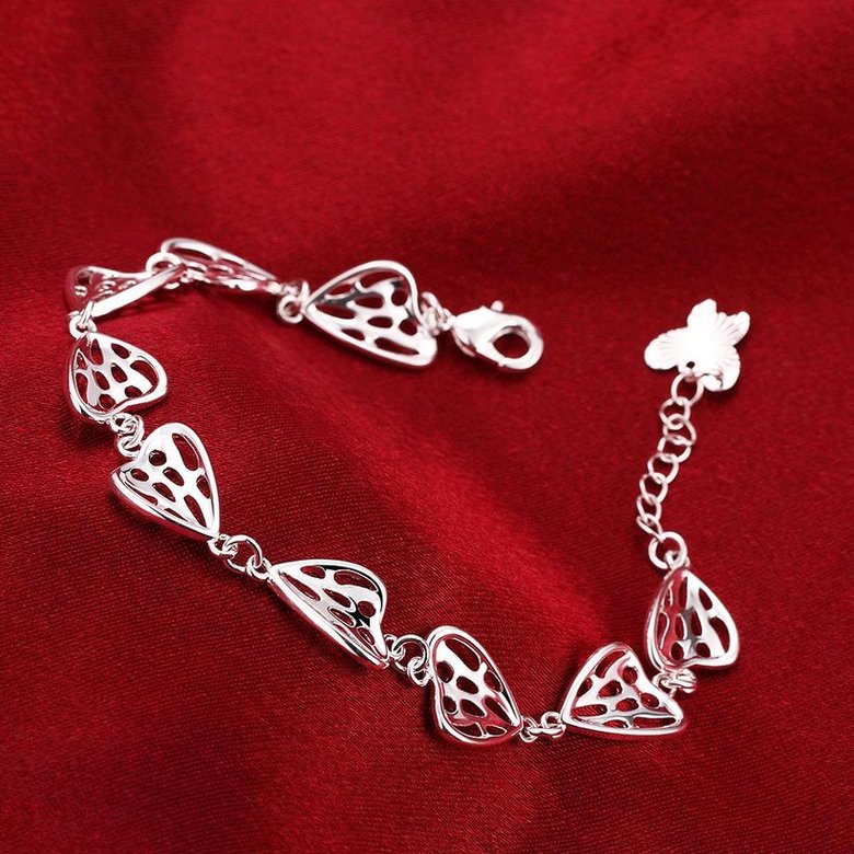 Wholesale Classic Silver Heart Bracelet TGSPB152 2