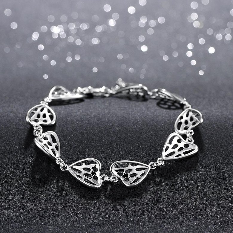 Wholesale Classic Silver Heart Bracelet TGSPB152 4