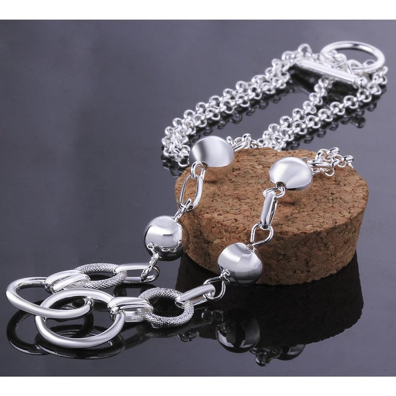 Wholesale Romantic Circular chain Silver Bracelet TGSPB008 1