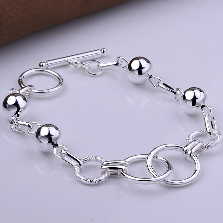 Wholesale Romantic Circular chain Silver Bracelet TGSPB008 4