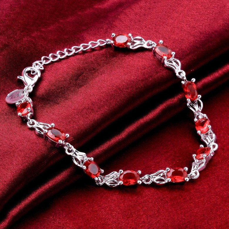 Wholesale Romantic Silver Round CZ Bracelet TGSPB009 1