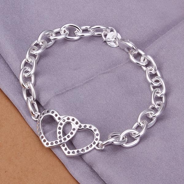 Wholesale Romantic Silver Heart Bracelet TGSPB215 0