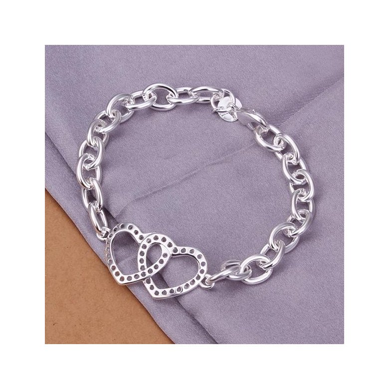 Wholesale Romantic Silver Heart Bracelet TGSPB215 0