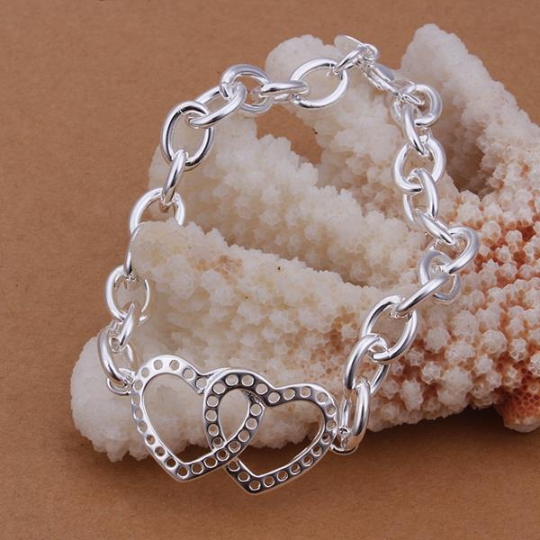 Wholesale Romantic Silver Heart Bracelet TGSPB215 1