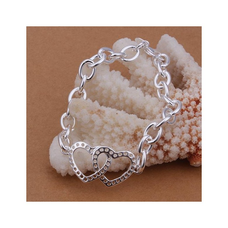 Wholesale Romantic Silver Heart Bracelet TGSPB215 1