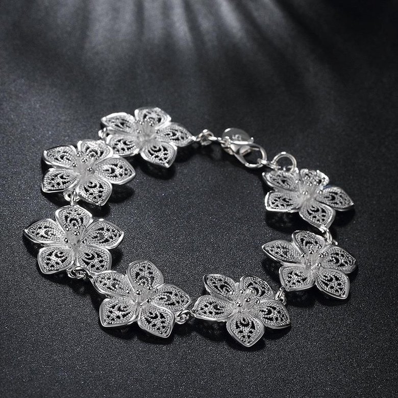 Wholesale Trendy Silver Plant Bracelet TGSPB217 4