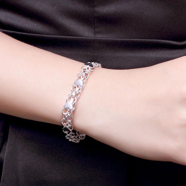 Wholesale Classic Silver Heart Bracelet TGSPB234 4