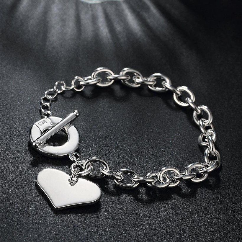 Wholesale Trendy Silver Heart Bracelet TGSPB244 4