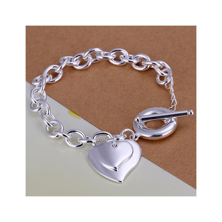 Wholesale Classic Silver Heart Bracelet TGSPB246 0