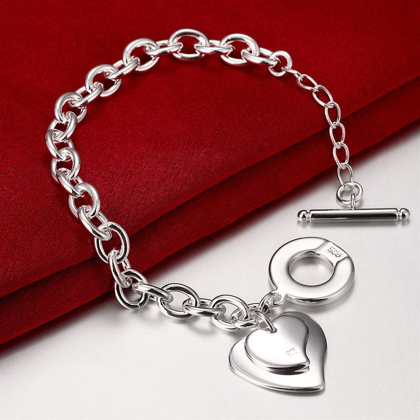 Wholesale Classic Silver Heart Bracelet TGSPB246 2