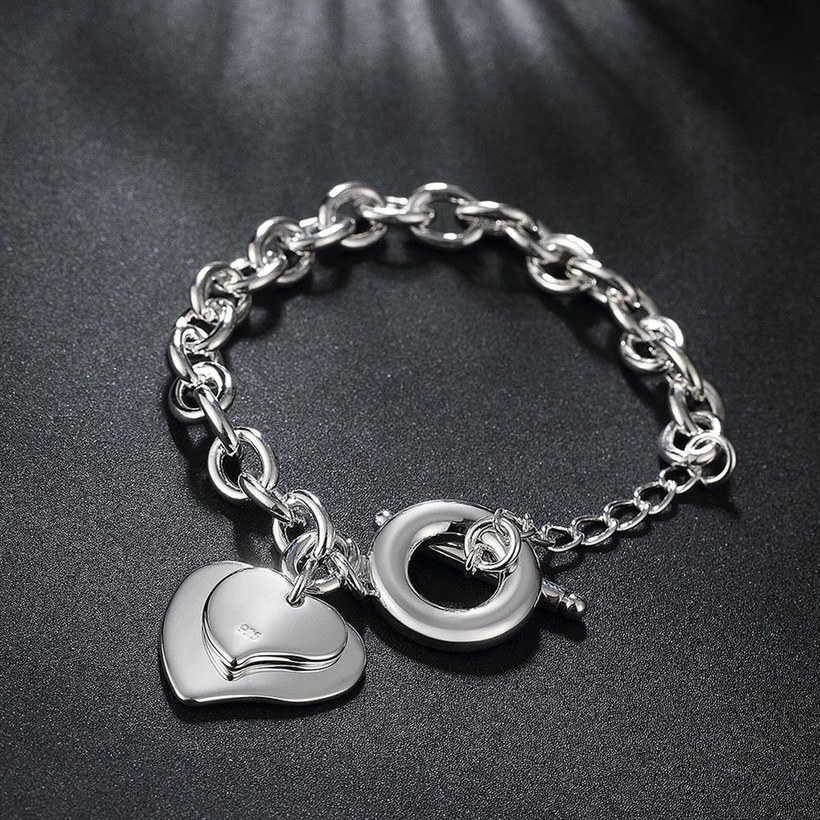 Wholesale Classic Silver Heart Bracelet TGSPB246 3