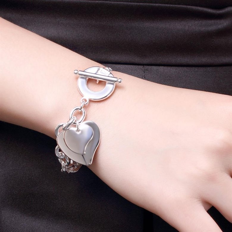 Wholesale Classic Silver Heart Bracelet TGSPB246 4