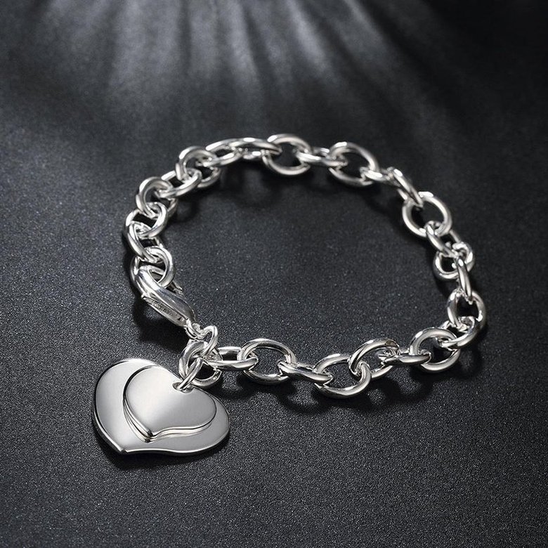 Wholesale Classic Silver Heart Bracelet TGSPB250 3
