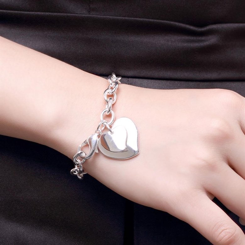 Wholesale Classic Silver Heart Bracelet TGSPB250 4