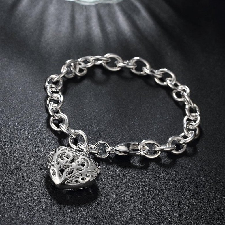 Wholesale Romantic Silver Heart Bracelet TGSPB262 1