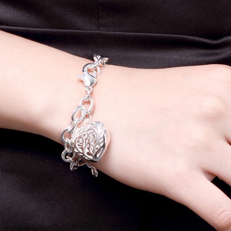 Wholesale Romantic Silver Heart Bracelet TGSPB262 2