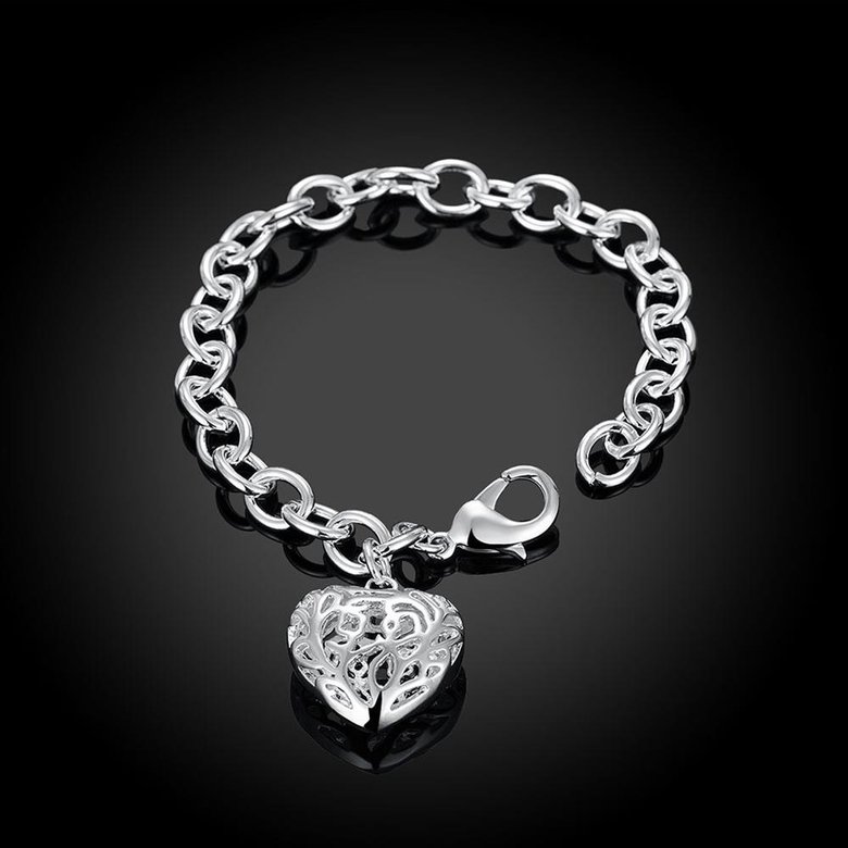 Wholesale Romantic Silver Heart Bracelet TGSPB262 4