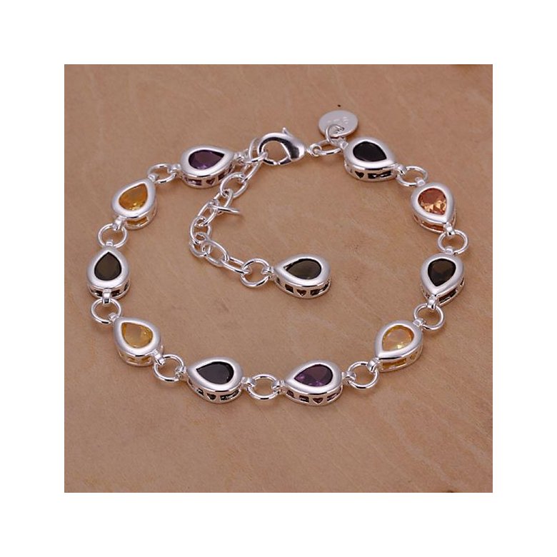 Wholesale Romantic Water drop clasp chain Silver Bracelet TGSPB012 0