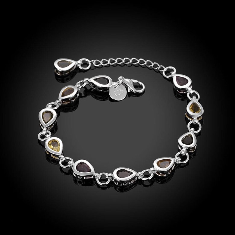 Wholesale Romantic Water drop clasp chain Silver Bracelet TGSPB012 2