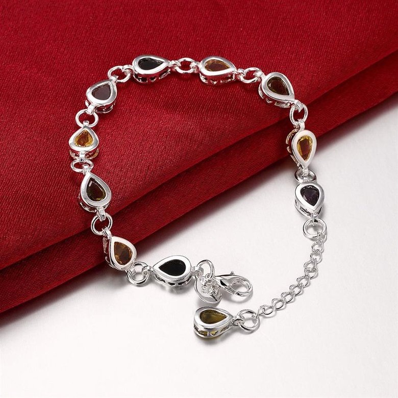 Wholesale Romantic Water drop clasp chain Silver Bracelet TGSPB012 3